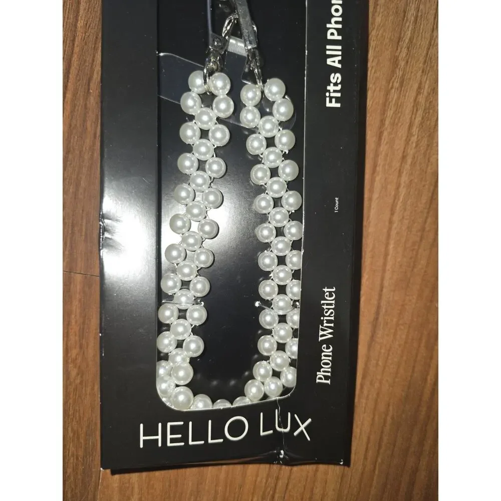 Hello Lux Phone Wristlet Fits All Phone Cases White Pearl s2